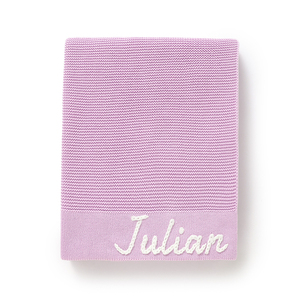 Mimixiong  Oeko <span class=keywords><strong>Tex</strong></span> Personnalisé avec le nom du bébé Nouveau-né Broadeside Lourd 400g Literie en coton Couvertures en tricot pour bébé - Product Image 5