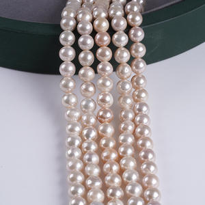 Perles d'eau douce naturelles de 8 à 10 mm, perles Edison brillantes à l'huile, produit semi-fini en blanc et rose, vente en gros - Product Image 4