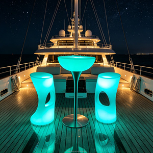 Table de cocktail LED ronde rechargeable 16 couleurs écologique pour <span class=keywords><strong>bar</strong></span>, boîte de nuit, jardin, terrasse, événements et fêtes - Product Image 2