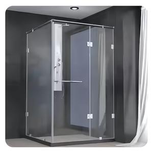 Cabine <span class=keywords><strong>de</strong></span> <span class=keywords><strong>douche</strong></span> robuste <span class=keywords><strong>en</strong></span> <span class=keywords><strong>verre</strong></span> trempé sans cadre avec <span class=keywords><strong>porte</strong></span> à charnières et joints d'étanchéité pour projets résidentiels - Product Image 1