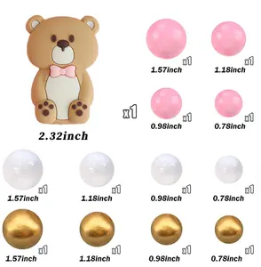 Mini Bear Cake Topper Pearl Ball Suitable For Baby Shower Birthday Party Bear Theme Supplies