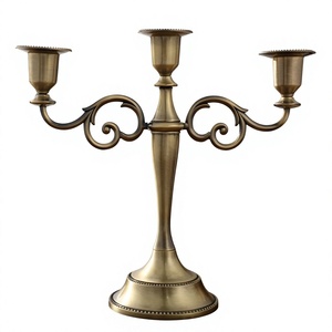 Brass Antique <b>Candelabra</b> 3 Arms Customizable Designs Table Decorative Candle Holder For Wedding Supplies Christmas Decoration - Product Image 1