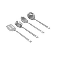 Ensemble d'ustensiles de cuisine avec poignée de qualité en acier inoxydable comprenant un kit de spatule pour la friture et la cuillère à soupe qui fuit pour ustensiles de cuisine