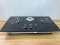 Table de cuisson à gaz pliable 3 brûleurs avec bouton tactile, cuisinière à gaz détachable