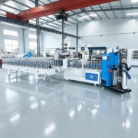 Machine d'enroulement de profilés PUR pour le travail du bois de haute qualité, marque QILI, avec contrôle par écran tactile PLC, puissance 18000W, 220V/380V, largeur de film 350MM