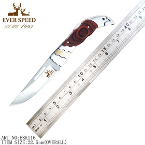 Cuchillo de supervivencia táctico de acero inoxidable de alta calidad, interruptor plegable de bolsillo de madera para acampar, engranaje personalizable OEM grabado con láser para - Product Image 1