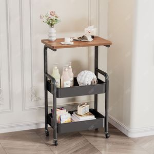 <b>Storage</b> <b>Cart</b> Multi Layer Movable With Wooden Top For Living Room Bedroom Easy Cleaning PP Material 20-35L Capacity - Product Image 2