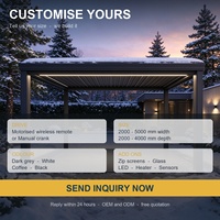Pergola intelligente en aluminium à lames orientables, motorisée, avec télécommande, pour jardin, gazebo, auvent de terrasse toutes saisons, résistant au vent et à l'eau