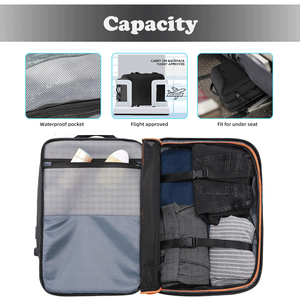 Có thể mở rộng không thấm nước Oxford Polyester du lịch Carry-<span class=keywords><strong>on</strong></span> Ba lô USB sạc cổng đệm không khí vành đai 20-39l công suất cho Unisex - Product Image 3