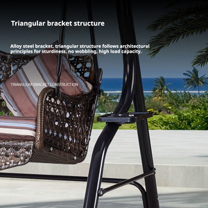 Fauteuil suspendu en métal pour l'extérieur, <span class=keywords><strong>hamac</strong></span> double 2 <span class=keywords><strong>places</strong></span>, coussin imperméable, minimalisme moderne, cour, jardin, salon - Product Image 4