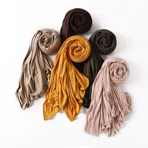 Оптовая продажа, высококачественные эластичные Простые головные шарфы, шаль, мусульманский женский хлопковый трикотажный хиджаб, шарф