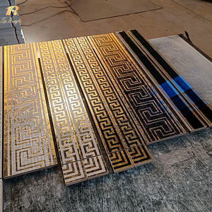 Piastrella Decorativa di Lusso 120x120 con Bordo Dorato e Effetto Legno Opaco per Pavimenti Interni - Product Image 1