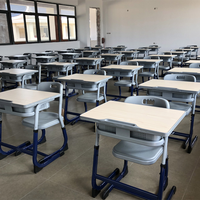 Meubles d'école modernes et bon marché, table et chaise d'étude pour enfants, ensemble de bureau et de chaise pour étudiants avec pieds en métal pour salle de classe