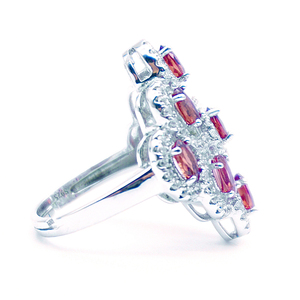 Anillo de plata con diseño geométrico de piedra roja, joyería con ojos - Product Image 5