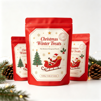 Pochette de Noël personnalisée professionnelle, résistante à l'humidité, en BOPP refermable avec fermeture éclair, pour chocolats, noix, biscuits, emballage cadeau de Noël