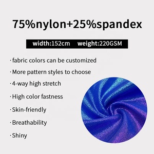 Miễn phí Mẫu sáng bóng óng ánh thần bí kim loại lá 4 cách căng nylon spandex vải thể thao Yoga legging trượt băng mặc Vải - Product Image 3