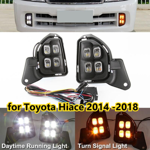 Feux <span class=keywords><strong>de</strong></span> jour à LED pour Toyota Hiace 2014-2018, phares, feux <span class=keywords><strong>de</strong></span> pare-chocs avant, DRL avec clignotants jaunes <span class=keywords><strong>et</strong></span> blancs - Product Image 1