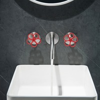 Robinet de lavabo à trois trous dissimulé, petite fleur rouge, lavabo, protection contre les éclaboussures, toit anti-eau
