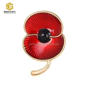 Perhiasan Mode Kristal Berlian Imitasi Berlian UK Poppy Ingat Hadiah Hari Memorial Bros Enamel Pin Kerah - Product Image 1