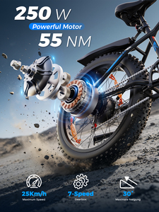 จักรยานไฟฟ้า VARUN 26 นิ้ว ยาง Fat Tire กำลัง 250 วัตต์ ได้รับมาตรฐาน EU ความเร็ว 25 กม./ชม. ระบบช่วยปั่น 5 ระดับ เกียร์ Shimano 7 สปีด ระดับการกันน้ำ IP65 รับน้ำหนักได้ 150 กก. คลังสินค้า EU ระยะทางทดสอบ 65 กม. - Product Image 5