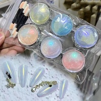 Poudre à ongles scintillante effet sirène, néon, transparente, irisée, outils de manucure, pigment aurore