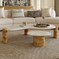 Table basse en pierre naturelle de luxe, style italien minimaliste moderne, design créatif, pour grands appartements, meubles de salon SG099
