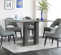 Table de restaurant 6 places en céramique gris foncé en bois MDF rectangulaire au design moderne