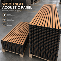 Panneau mural acoustique en bois naturel avec feutre PET noir pour le traitement acoustique des bureaux, des hôtels et des intérieurs résidentiels