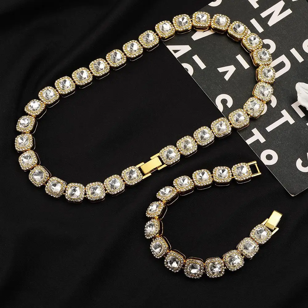 Hot Selling Mode einfache Kristall Halskette Diamant kubanische Kette für Männer und Frauen