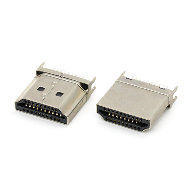 Vertical PCB Mount High Definition Multimedia Interface Male Plug Connector 19P 180Degree