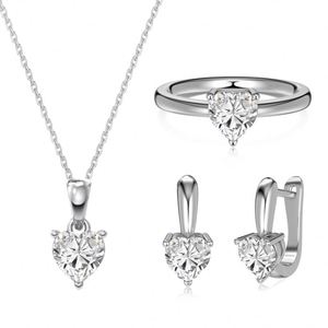 Dylam Cute Lovely Design S925 <b>Silver</b> Charm Heart Shape 5A Zirconia Pendant <b>Necklace</b> Earrings Ring Women Daily Jewelry <b>Set</b> - Product Image 1