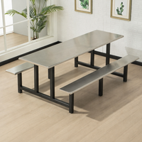 Table et chaises de restaurant intégrées - Mobilier commercial moderne en acier inoxydable durable pour café et hôtel
