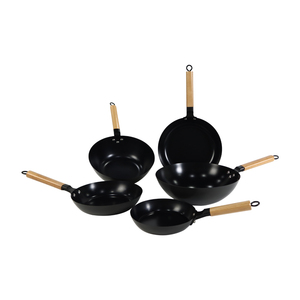 Ensemble <span class=keywords><strong>de</strong></span> poêles à frire et woks multi-tailles en acier au carbone nitridé, résistant à la rouille, avec revêtement céramique, compatibles induction - Product Image 1