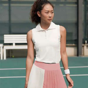 Gaun Pickleball Wanita Custom Logo Grosir OEM Label Pribadi Bernapas Cepat Kering Jumpsuit Atletik Tanpa Lengan Kerah Mandarin - Product Image 4