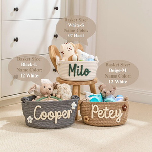 Custom Personalized Cotton Rope Storage <strong>Basket</strong> Set Hand Crocheted Name Toy Organizer Customizable Size/Color <strong>Baby</strong> Nursery - Product Image 1