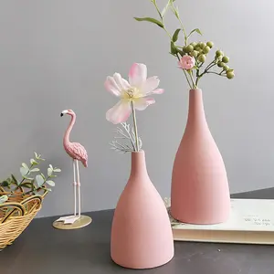 Office desk decoration stoneware porcelain vases display tabletop ceramic flower pots with customized logo printing