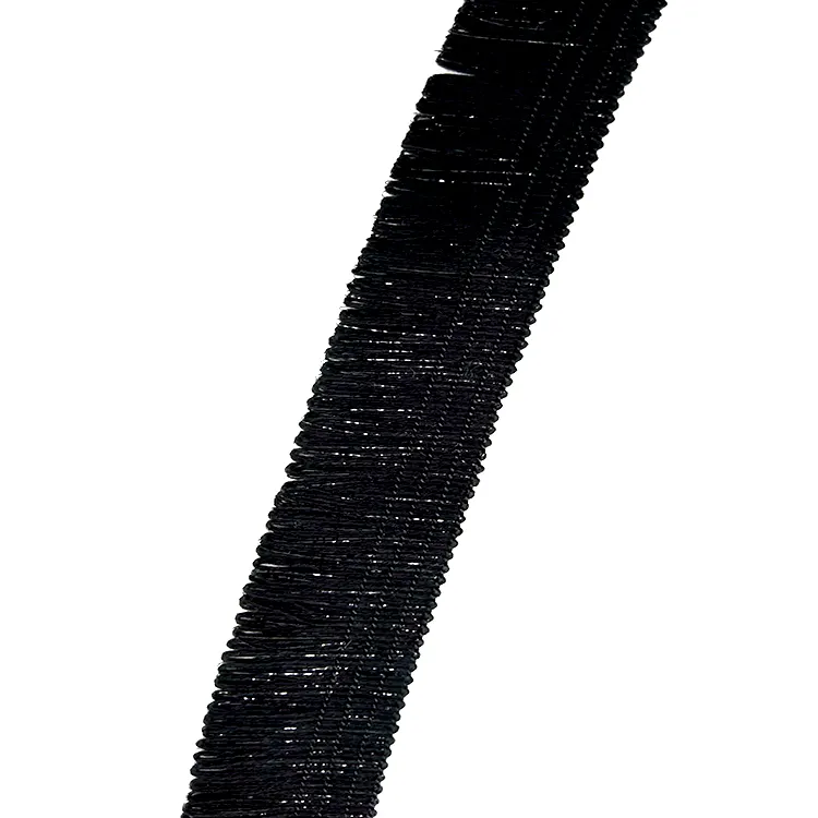 26mm algodón cepillo franja de la borla para prendas de vestir de borla negro cinta bolsa borla flecos encaje