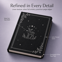 JINGDA Organiseur/Agenda A5 personnalisé Starglen Fawn à couverture rigide en PU avec grille à points et double ruban, 100 feuilles, pour l'organisation silencieuse