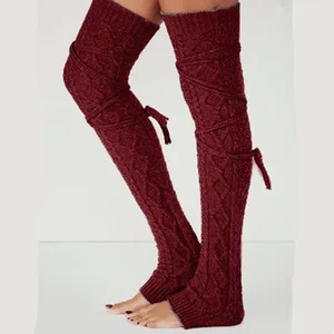 Großhandel beine in oberschenkel höhen-Hot Sale Winter Strick über dem Knie Hochwertige Bein wärmer Damen Socken