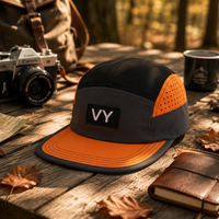 Casquette de course à 5 panneaux avec perforations découpées au laser et logo personnalisé, imperméable, casquette de performance à 5 panneaux