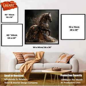 Impression d'art moderne de <span class=keywords><strong>cheval</strong></span> noir, <span class=keywords><strong>peinture</strong></span> de <span class=keywords><strong>cheval</strong></span>, décoration murale, art <span class=keywords><strong>abstrait</strong></span> équestre, toile d'art animal, affiche de toile équestre brillante - Product Image 5