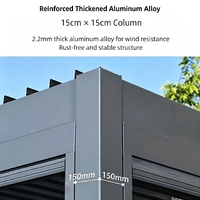 Système de toiture de pergola motorisée en aluminium écologique, étanche, à commande par application intelligente, avec capteur de vent et éclairage LED, vente en gros