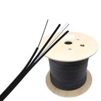 Kabel drop fiber optik FTTH outdoor berkualitas tinggi dengan jaket PVC, memberi kekuatan FRP, 1 core, 2 core, 4 core, kabel drop kawat baja