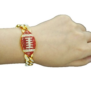 Hip Hop <b>Red</b> Rugby <b>Bracelet</b> Personality Men's Full Cuban Rugby <b>Bracelet</b> Tanjing Fashion Lijing Necklace - Product Image 1