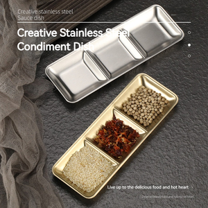 Juego de Platos Coreanos de Oro y Plata para Salsas y Condimentos, de Acero Inoxidable 1/2/3, para <span class=keywords><strong>Sushi</strong></span> - Product Image 2