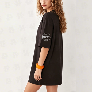 T-shirt in cotone 100% personalizzabile con logo, stampa serigrafica, all'ingrosso, da donna, <span class=keywords><strong>oversize</strong></span>, tinta unita, estiva, modello vestito - Product Image 2