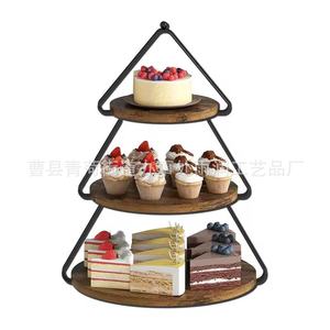 Soporte de madera de tres niveles para pasteles, bandeja multiusos de 3 pisos para exhibir cupcakes en el té de la tarde - Product Image 5