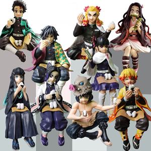 Action Figure in PVC di <span class=keywords><strong>Demon</strong></span> <span class=keywords><strong>Slayer</strong></span>, Personaggi Anime Cartoon Nezuko, Tanjirou, Shinobu, Zenitsu, Hashibira Inosuke che Mangiano Onigiri, Scala 1/60 - Product Image 2