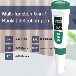 Измеритель pH/температуры/солености/TDS/EC 5-в-1 Wanbang с высокой точностью (0,05pH) и ЖК-дисплеем с подсветкой для гидропоники, прямые поставки с завода - Product Image 1