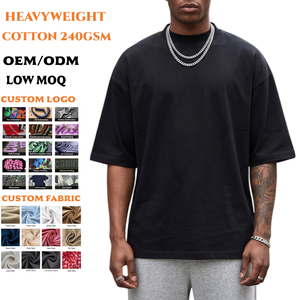 Camiseta Oversize de Algodón Grueso para Hombre, Personalizable, de Bajo Precio, con Hombros Caídos, Estilo Urbano, Color Liso, TKAN6614 - Product Image 1